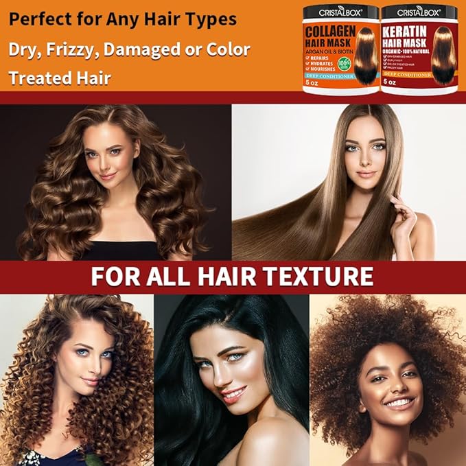 2 Pack Collagen Hair Mask & Keratin Hair Mask, Keratin Hair Treatment, Repair - Image 6