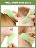 airogym 2 PCS Natural Jade Massage Comb, Guasha Scraping Scalp Comb, Meridians - Image 6
