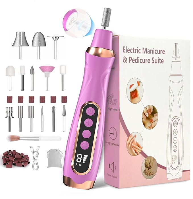 Professional Manicure Pedicure Kit Cordless Electric Nail File Set 6 Speed by ElectricNailDrill