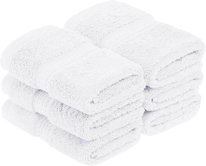 Superior Egyptian Cotton Pile Face Towel/Washcloth Set of 6, Ultra Soft Luxury by SUPERIOR