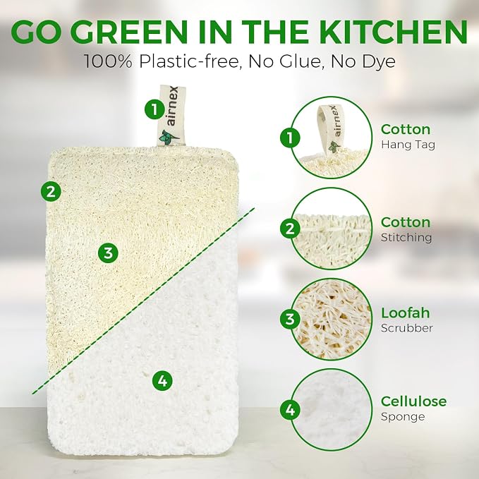 AIRNEX Natural Loofah Sponges for Dishes - Image 2