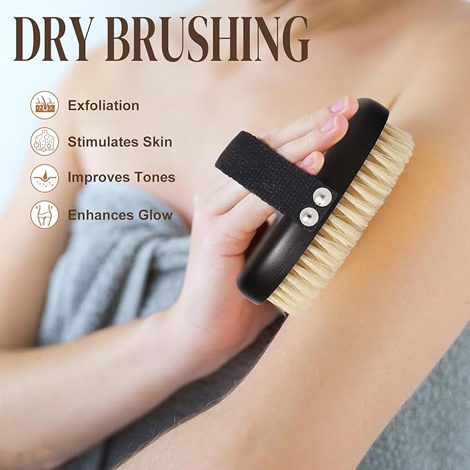 Dry Brushing Body Brush for Lymphatic Drainage, Azymi Shower Bath Brush 100% - Image 4