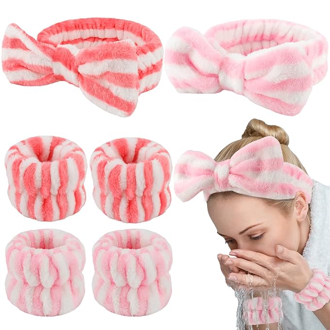 WHAVEL 6PCS Spa Headband and Wristbands Set, Face Wash Headband Wrist Bands by Whavel