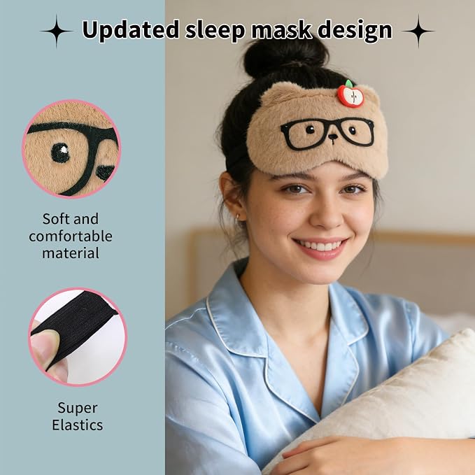 PERFECTSIGHT Sleep Eye Masks, Cute Plush Sleep Eye Cover Lightweight Adjustable - Image 5