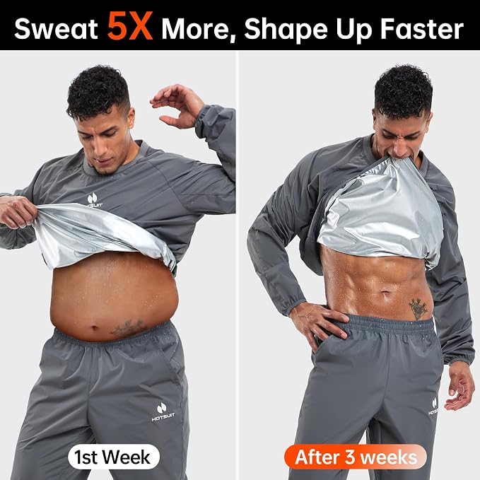 HOTSUIT Men Sauna Suit Sweat Suits Durable Gym Exercise Workout Jacket - Image 2