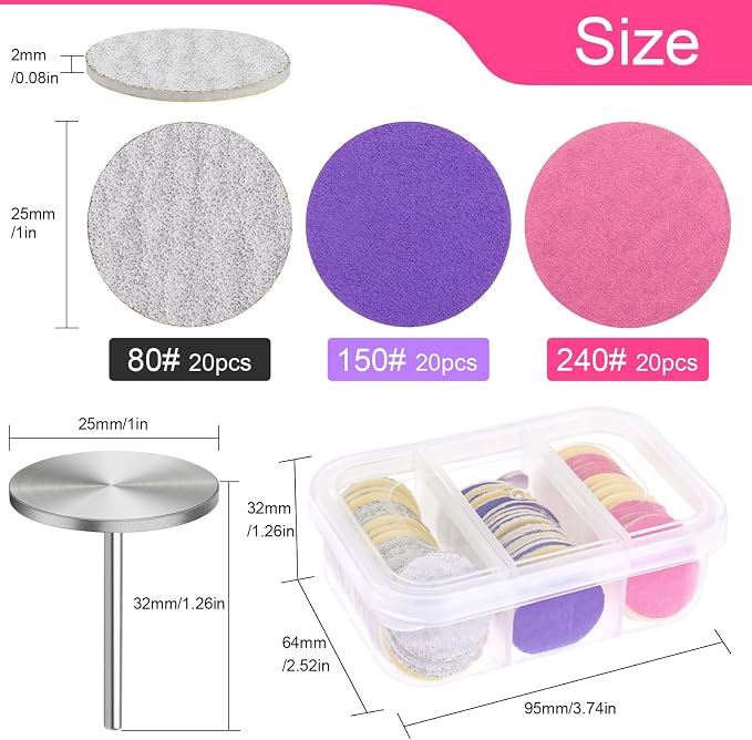 Sanding Paper Discs with Metal Nail Drill Bit Foot Sandpaper Discs 25mm Foot - Image 4