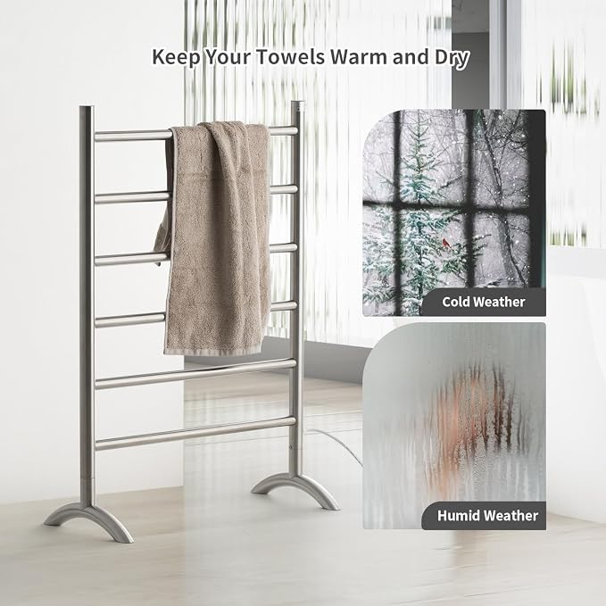 Freestanding Towel Warmer 6 Bars Plug-in Option 3 Working Modes - Image 6