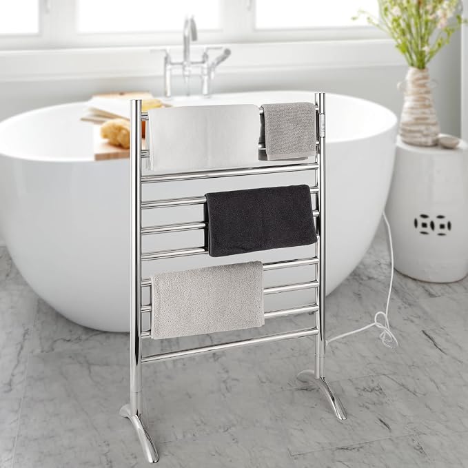 Freestanding Towel Warmer 10 Bars Plug-in Option 3 Working Modes Mirror - Image 2