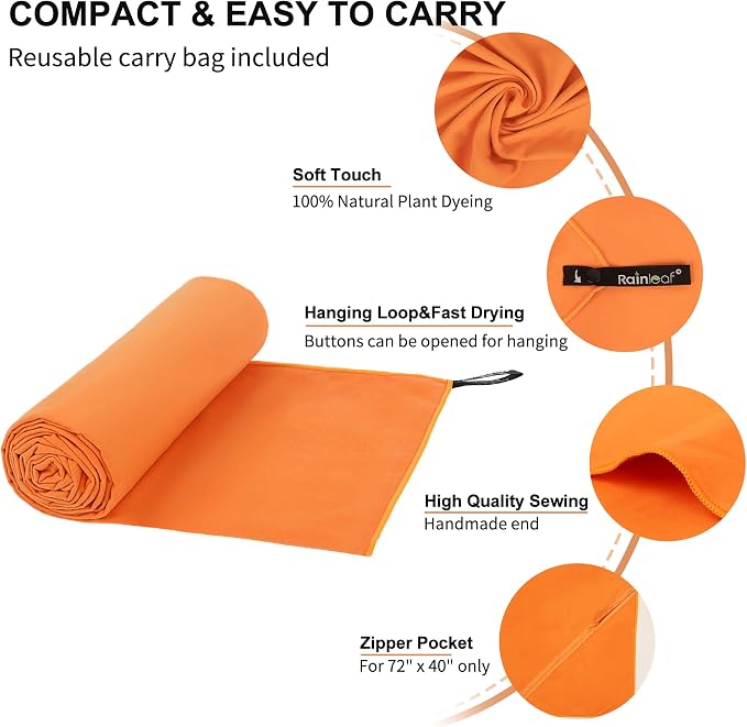 Rainleaf Microfiber Towel Perfect Travel & Gym & Camping Towel. Quick Dry - Image 3