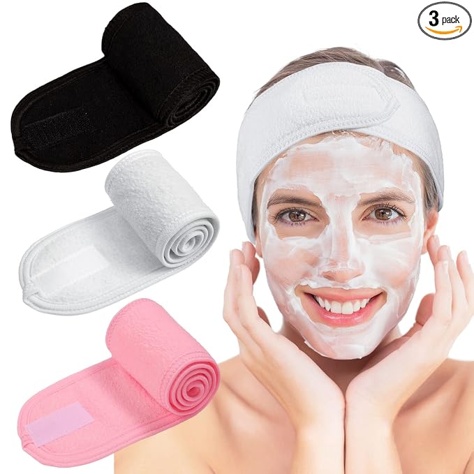 Whaline 3Pcs Spa Facial Headband Make Up Wrap Head Terry Cloth Headband by Whaline