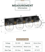 Bathroom Light Fixtures, 4 Light Matte Black Vanity Light, 26 Inch Modern Wall - Image 3