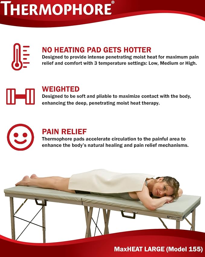 Thermophore MaxHeat Arthritis Pad Moist Heating Pad Size Large 14" x 27" - Image 3