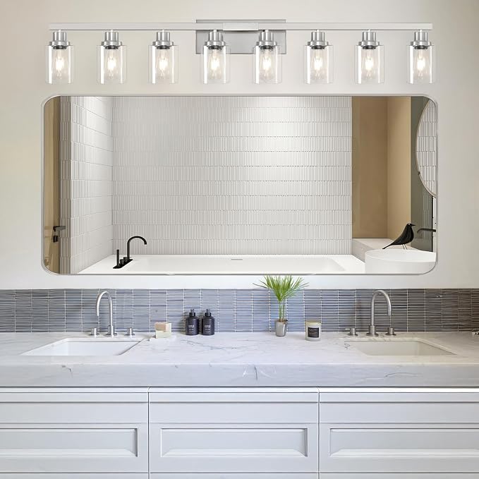 52inch Brushed Nickel Vanity Light Fixtures, 8 Light Brushed Nickel Bathroom - Image 6