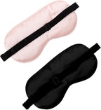 2 PCS Black Pink Satin Sleep Masks, Adjustable Silk Eye Mask - Image 3