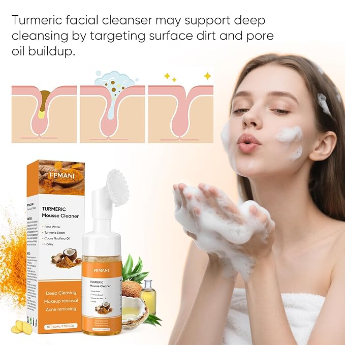 Turmeric Cleansing Pads 50 Pcs+Tumeric Soap Bar+Tumeric Face Wash - Image 8