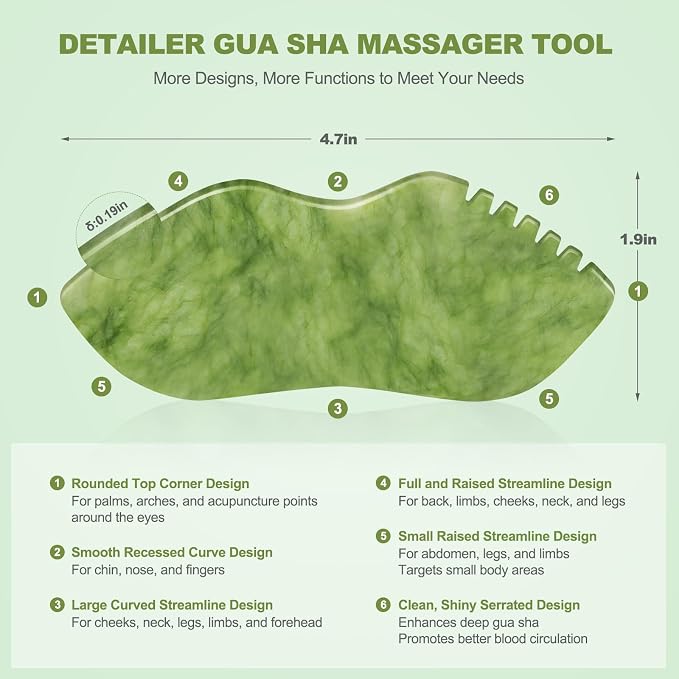 3 PCS Jade Stone Gua Sha Set Face Massager, Body Gua Sha Tool, Jade Gua Sha - Image 3
