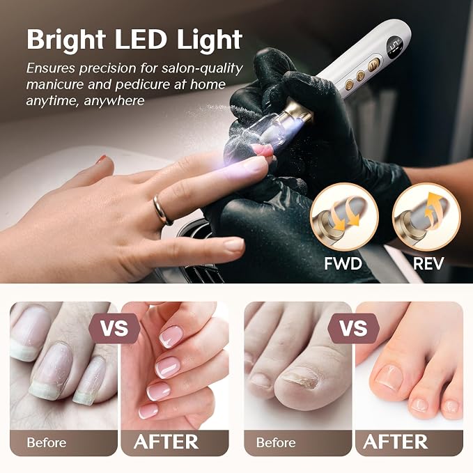 Professional Manicure Pedicure Kit, Electric Nail File Set, 15 Speeds Hand Foot - Image 4