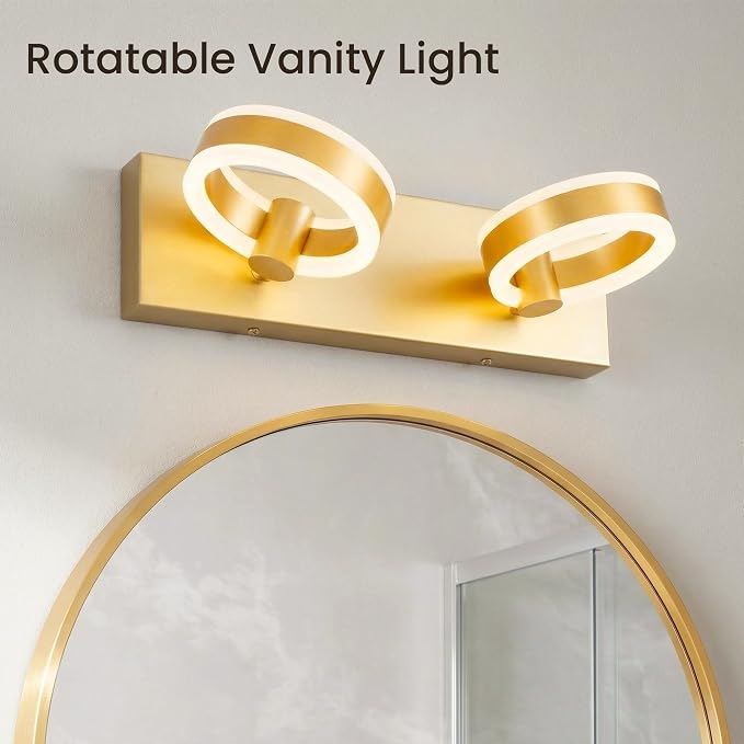 LED Bathroom Light Fixtures, 15inch Gold Vanity Lights, Modern 2 Light Acrylic - Image 4