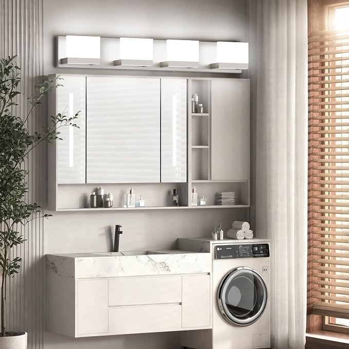 Tipace 4 Lights LED Modern Vanity Light Brushed Nickel Bathroom Lighting - Image 6