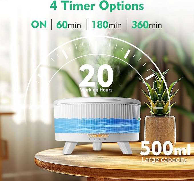 500ML Large Capacity Essential Oil Diffuser, Ultrasonic Aromatherapy Diffuser - Image 6