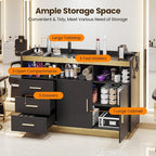 Salon Storage Cabinet Barber Station, Freestanding Hair Styling Station - Image 3