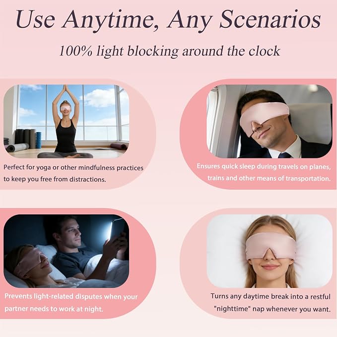 Silk Sleep Eye Mask for Side Sleeper Men Women, Eye Mask Sleeping 100% 22 Momme - Image 6