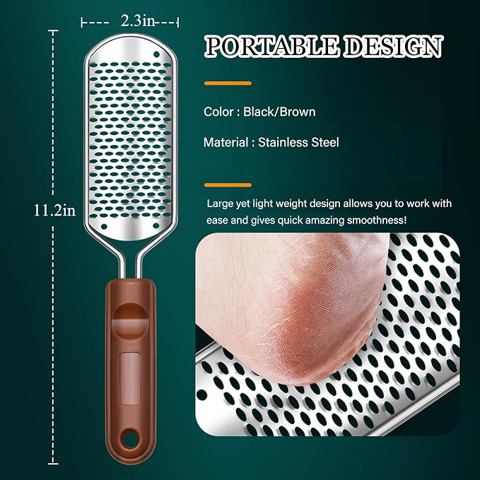 2 Pcs Foot Files Callus Remover, Stainless Steel Professional Pedicure Foot - Image 2