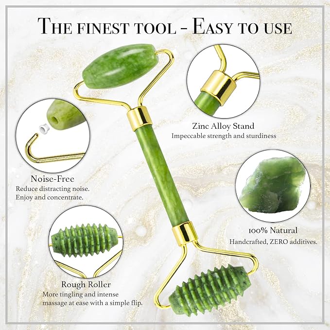 Gua Sha & Jade Roller 3 in 1, Face Roller, Guasha Facial Massage Skin Care Tool - Image 3