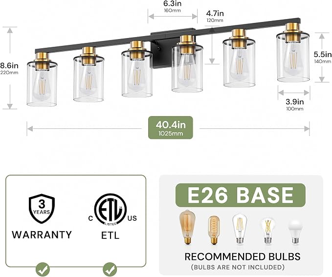 L LOHAS LED 6 Light Bathroom Light Fixtures, Vanity Lights - Image 2
