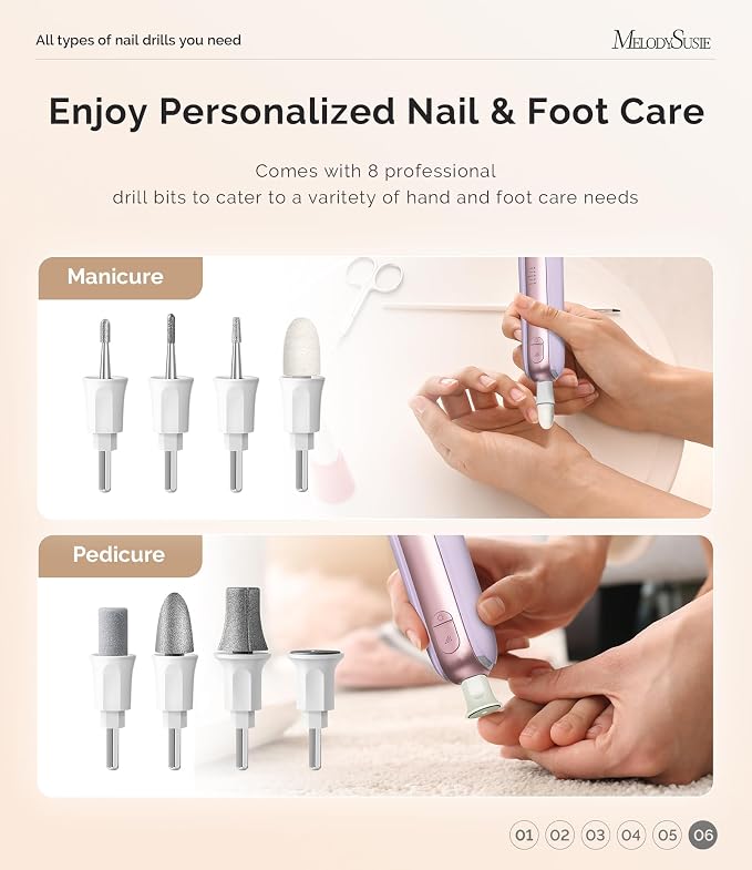 MelodySusie Cordless Pedicure & Manicure Nail Drill Kit, PC760G - Image 7