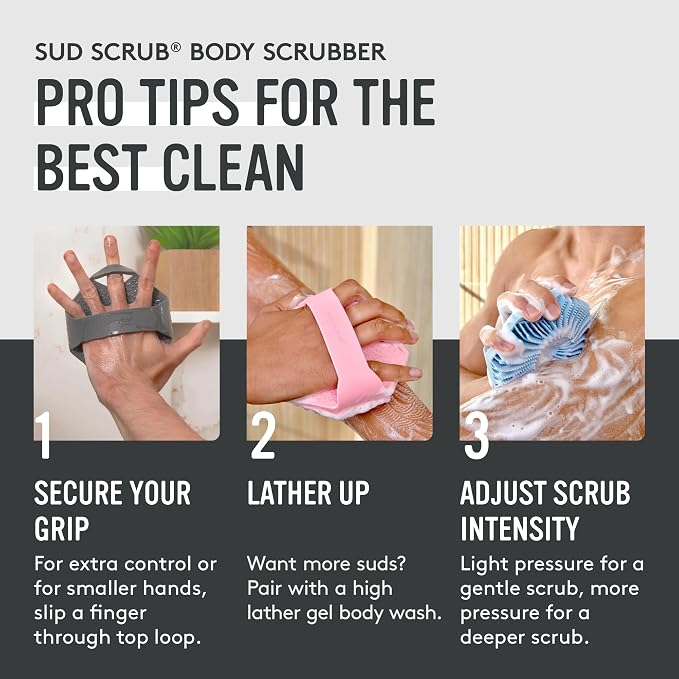 Sud Scrub® Antimicrobial Silicone Body Scrubber, Exfoliating Body Brush - Image 7