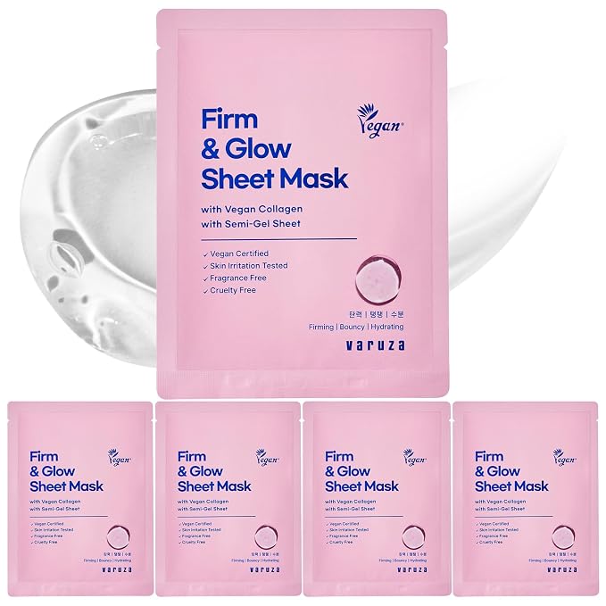 Firm & Glow Sheet Mask with Vegan Collagen Semi-Gel Sheet Biodegradable 100% by Thebeginningofcleanbeauty