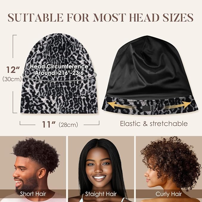 LULUSILK 100% Mulberry Silk Lined Sleep Cap, No More Frizzy Tangled Hair - Image 5