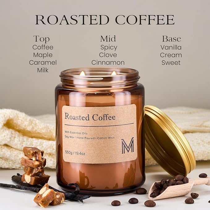 M&SENSE Roasted Coffee Scented Christmas Candle Gift | 19.4oz, 115-Hour Burn | - Image 2
