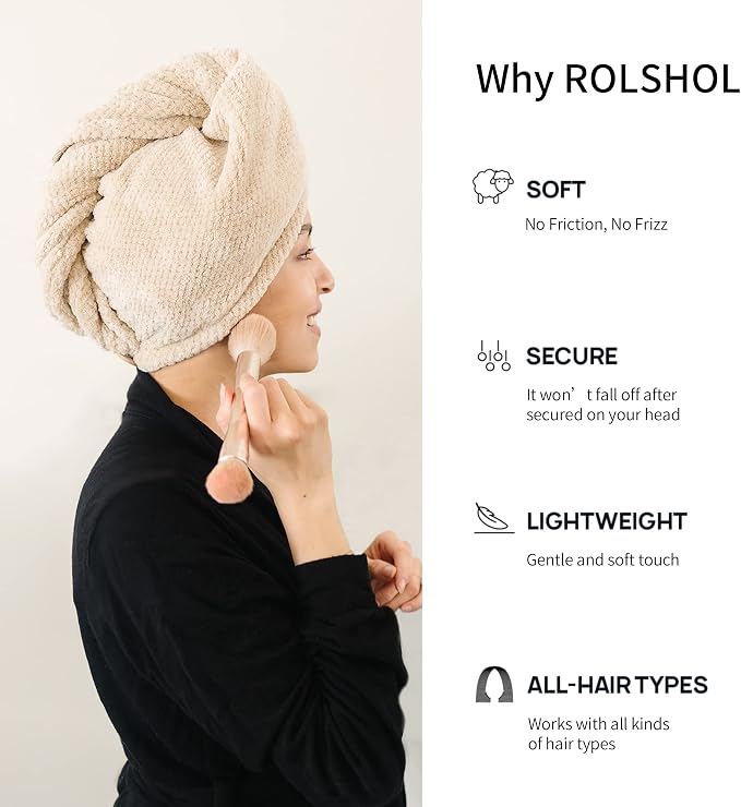 ROLSHOL Extra Large 4 Pack Microfiber Hair Towel Wrap - Image 3