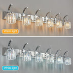6-Light Crystal Vanity Light, Chrome Modern Wall Sconce - Image 3