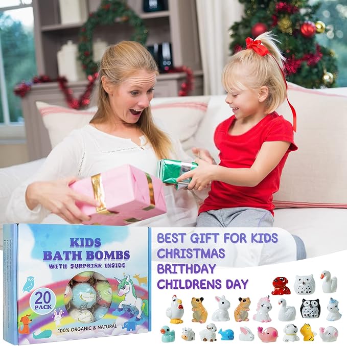 Yekery Bath Bomb Gift Set with Toys Inside, 20 Pack Organic Bath Bombs - Image 6