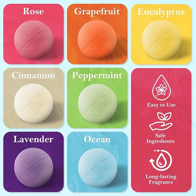 Bath Bombs Set, 7 Packs Bubble Fizzies Relaxation - Image 2