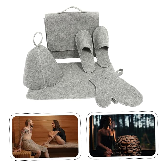 MERRYHAPY 1set Felt Sauna Hat Thick Water Absorbent Sauna Gloves Comfortable - Image 8