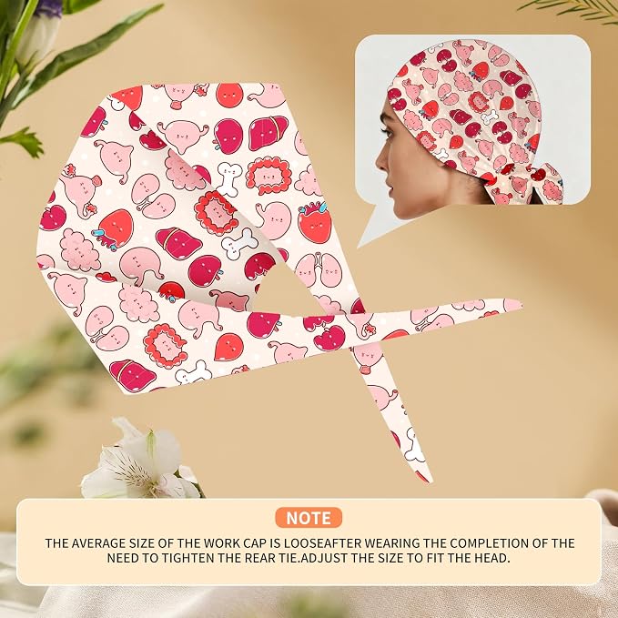 Adjustable Scrub Cap with Buttons & Sweatband, Working Hat with Elastic Tie Back - Image 5
