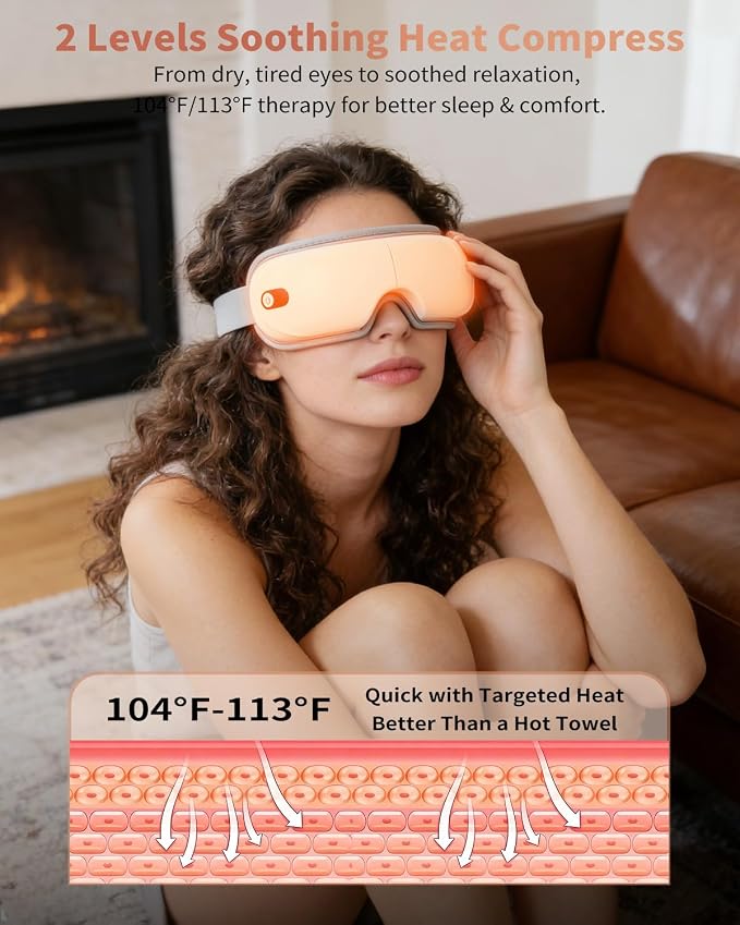 Pinailon Eye Massager with Heat, Massaging Eye Mask with Heating & Music - Image 2