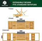 Bamboo Bathtub Caddy Tray Expandable - Image 4