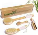 Dry Brushing Body Brush, Natural Boar Bristle Dry Brush, Bamboo Exfoliating Body by AIFEIVICO