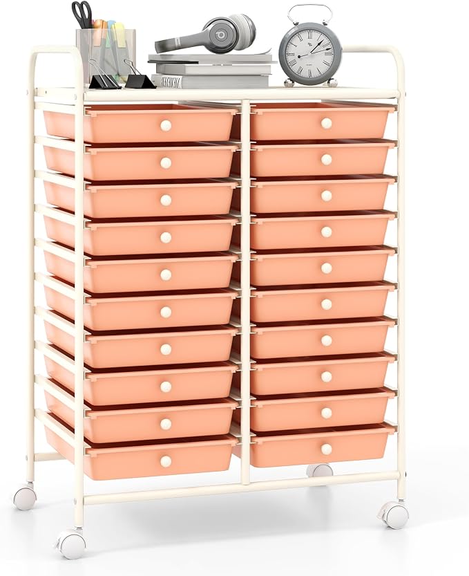 Giantex 20 Drawers Rolling Cart, Mobile Storage Drawer Cart, Classroom Organizer by Giantex