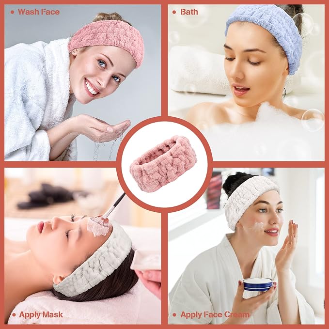 Chuangdi 3 Pieces Spa Headband for Women Facial Makeup Headband Soft Terry - Image 7