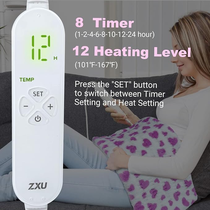 ZXU Heating Pad for Back Pain Relief, Ultra Soft Sherpa Heating Pad for Cramps - Image 2