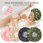 Shower Caps for Women, Double Layers Shower Cap Reusable Waterproof, Bathing - Image 5