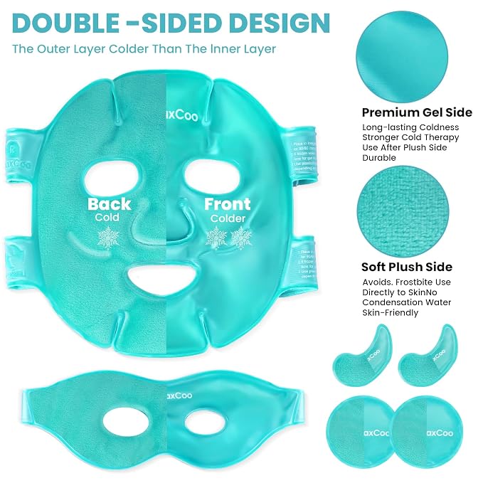 RelaxCoo Ice Face Eye Mask for Dark Circles and Puffiness Cold Warm Compress - Image 2