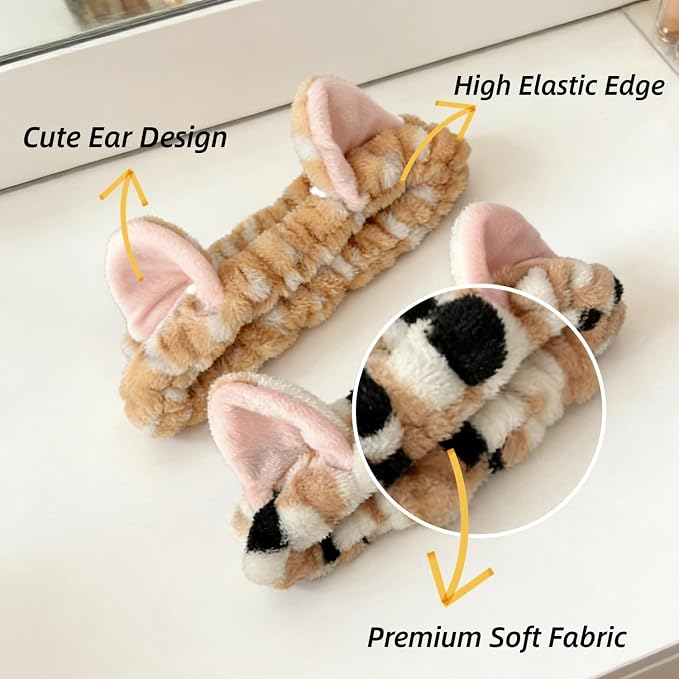 2 PCS Cute Cat Ear Spa Headband - Image 3