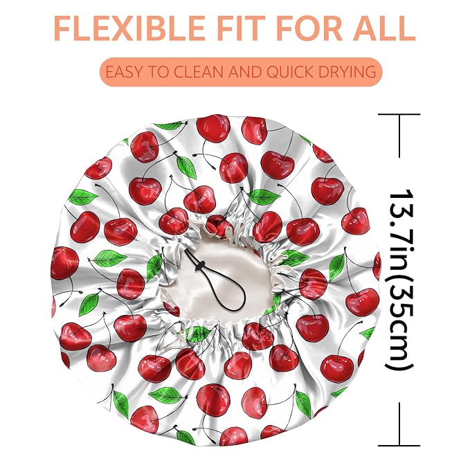 Shower Cap Reusable Double Layer Adjustable Elastic Waterproof EVA Hair Bath - Image 2